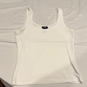 Express White Ribbed Scoop Tank Top - Women's
